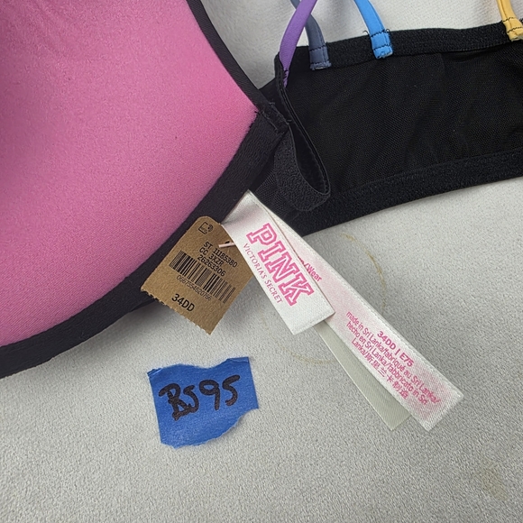 PINK Victoria's Secret Wear Everywhere Pushup Front Clasp Bra Rainbow Straps - Picture 7 of 7